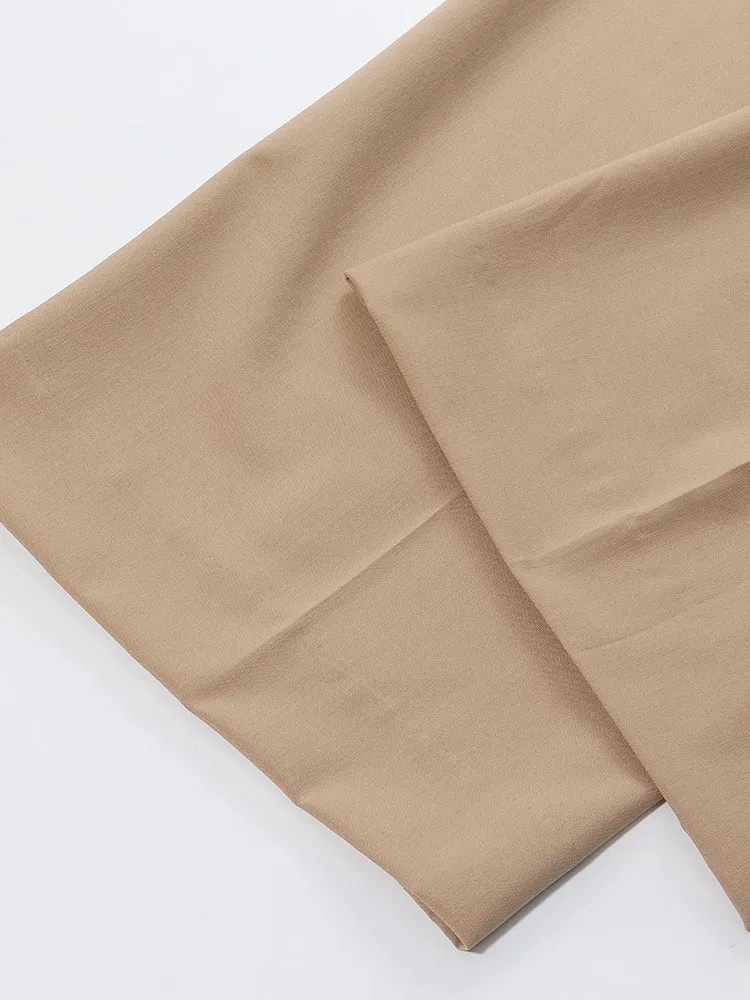 Light Camel Silk Woolen Loose Pants