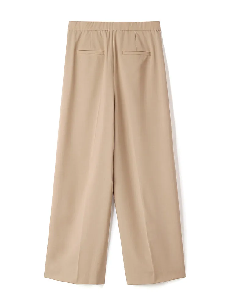 Light Camel Silk Woolen Loose Pants
