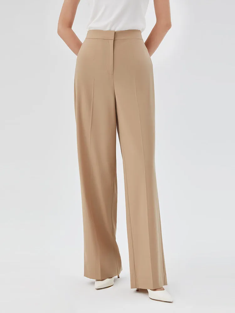 Light Camel Silk Woolen Loose Pants