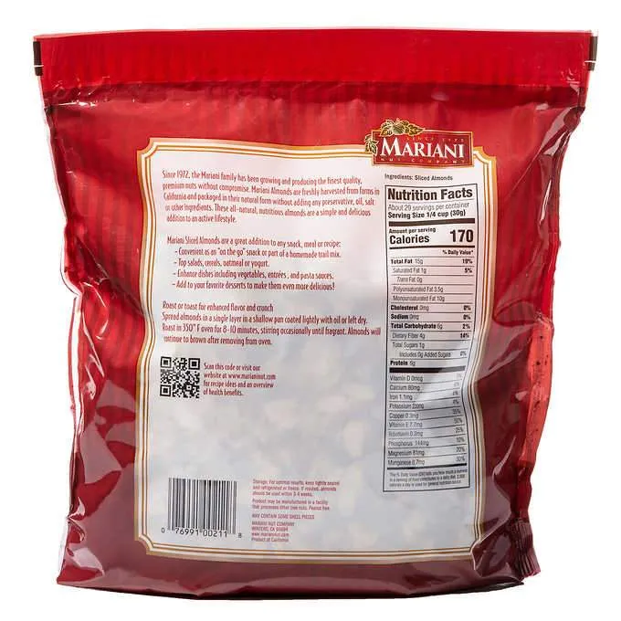 Mariani Sliced Premium Almonds, 2 Pound
