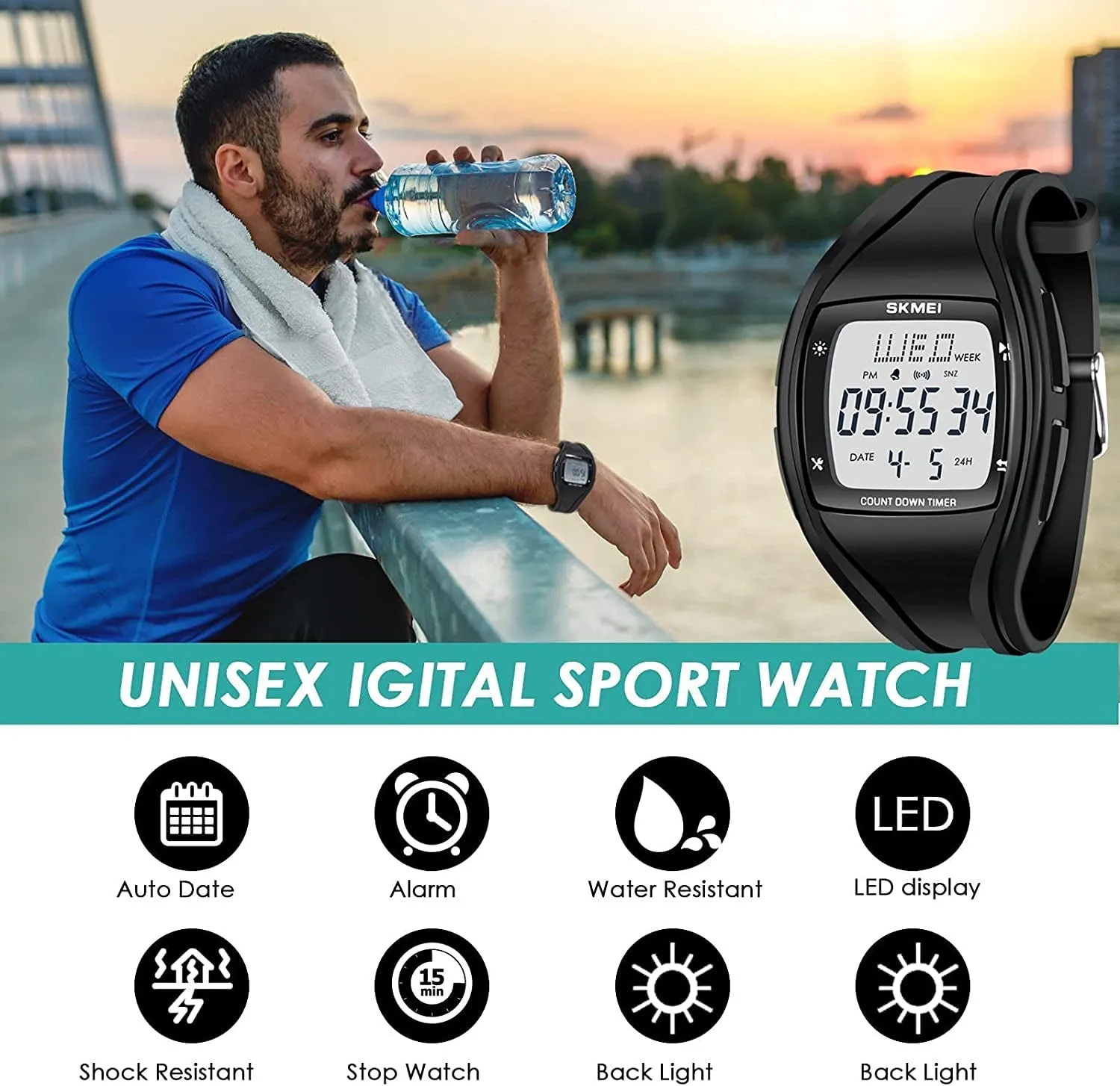Mens Digital Sport Watches for Men Wrist Watches for Men with Alarm Stopwatch Waterproof