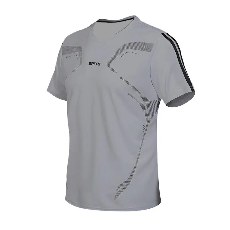 Men's T-shirt Short Sleeve Sports Tee Gym Fitness Jogging Track and Field Clothing Fast Drying Round Neck Oversized Top