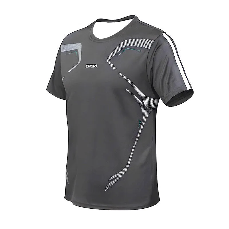 Men's T-shirt Short Sleeve Sports Tee Gym Fitness Jogging Track and Field Clothing Fast Drying Round Neck Oversized Top