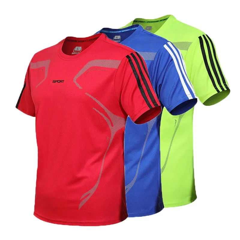 Men's T-shirt Short Sleeve Sports Tee Gym Fitness Jogging Track and Field Clothing Fast Drying Round Neck Oversized Top