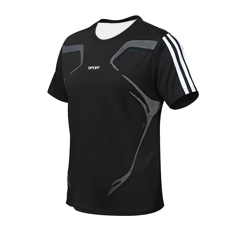 Men's T-shirt Short Sleeve Sports Tee Gym Fitness Jogging Track and Field Clothing Fast Drying Round Neck Oversized Top