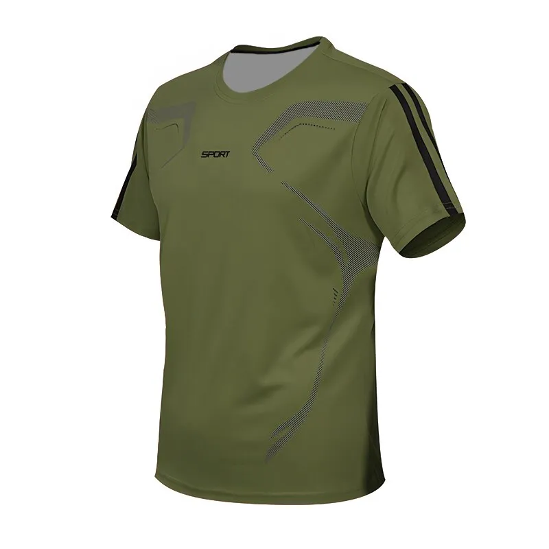 Men's T-shirt Short Sleeve Sports Tee Gym Fitness Jogging Track and Field Clothing Fast Drying Round Neck Oversized Top