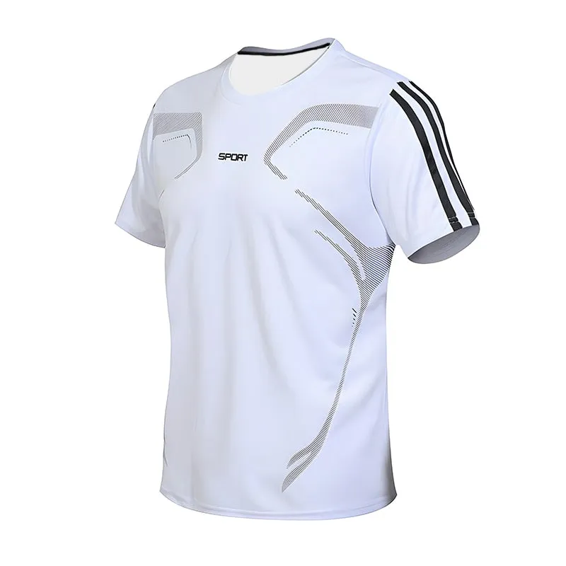 Men's T-shirt Short Sleeve Sports Tee Gym Fitness Jogging Track and Field Clothing Fast Drying Round Neck Oversized Top