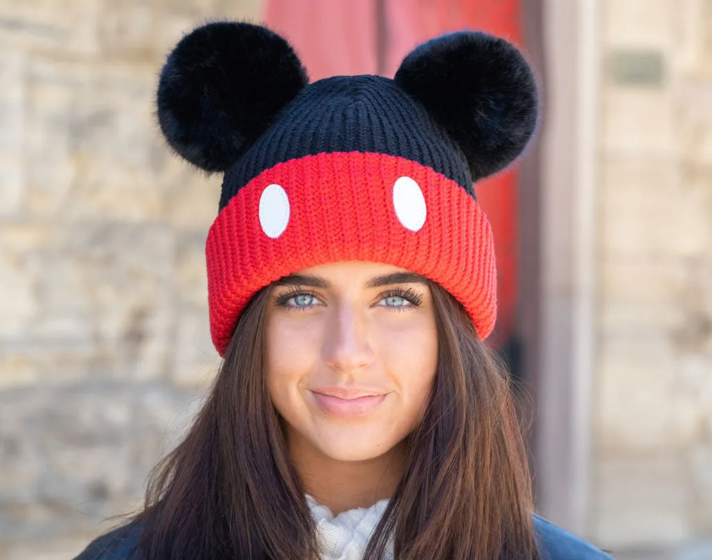 Mickey Mouse Double Pom Beanie