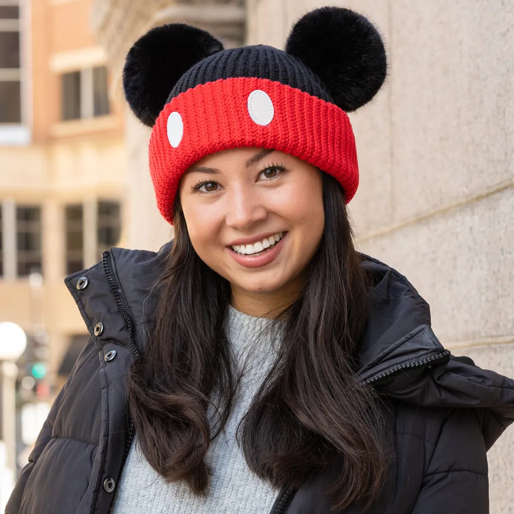 Mickey Mouse Double Pom Beanie