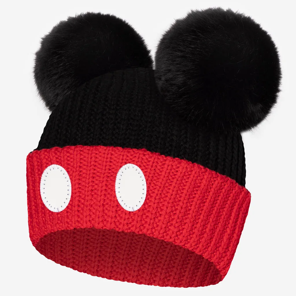 Mickey Mouse Double Pom Beanie