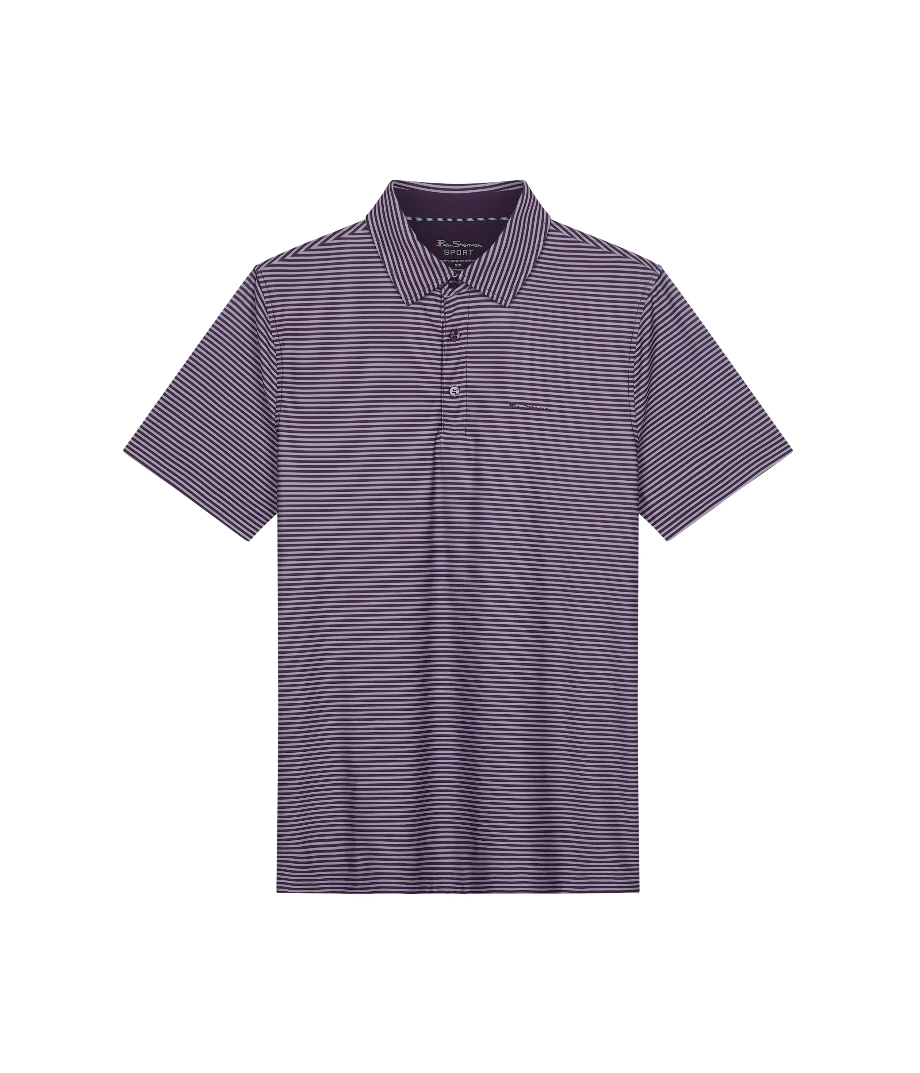 Mini Stripes Tech Jersey Sports Fit Polo - Plum