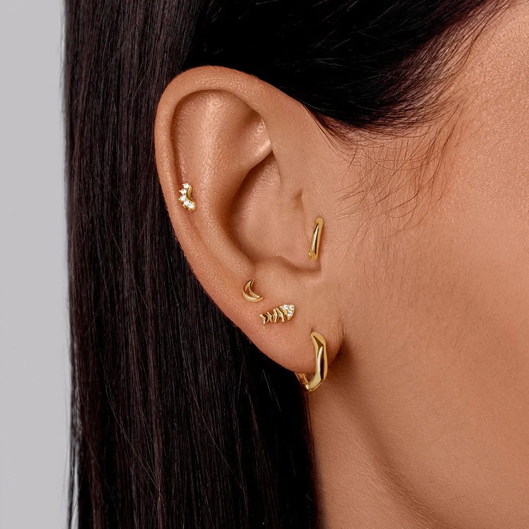 Moon Shape Gold Single Earring