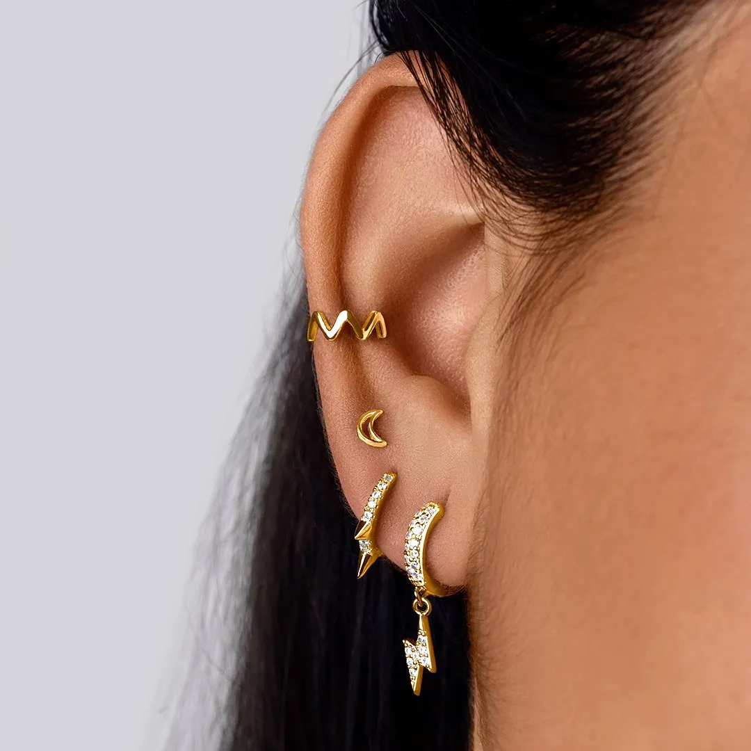 Moon Shape Gold Single Earring