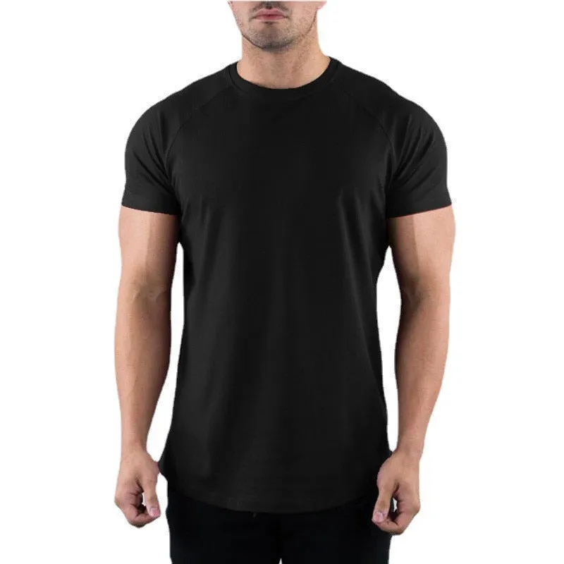 Muscleguys Gym T-shirt Men's Summer Clothing Fitness O-Neck Short Sleeve Cotton Slim Fit Bodybuilding Workout Tees