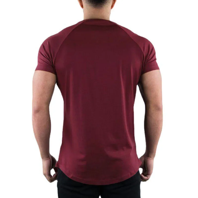 Muscleguys Gym T-shirt Men's Summer Clothing Fitness O-Neck Short Sleeve Cotton Slim Fit Bodybuilding Workout Tees
