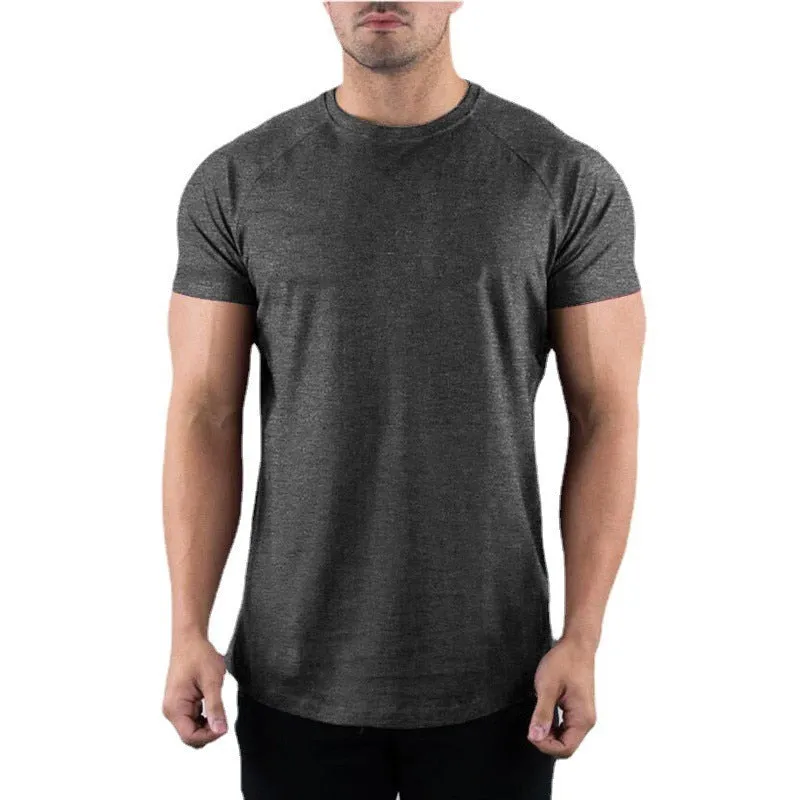 Muscleguys Gym T-shirt Men's Summer Clothing Fitness O-Neck Short Sleeve Cotton Slim Fit Bodybuilding Workout Tees