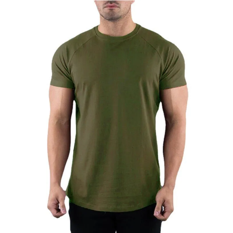 Muscleguys Gym T-shirt Men's Summer Clothing Fitness O-Neck Short Sleeve Cotton Slim Fit Bodybuilding Workout Tees