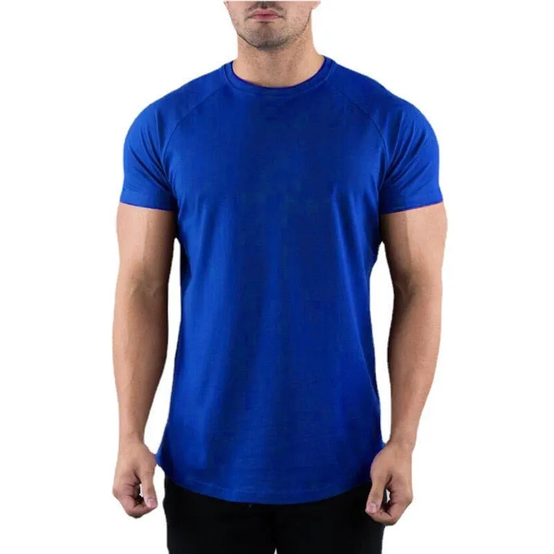 Muscleguys Gym T-shirt Men's Summer Clothing Fitness O-Neck Short Sleeve Cotton Slim Fit Bodybuilding Workout Tees