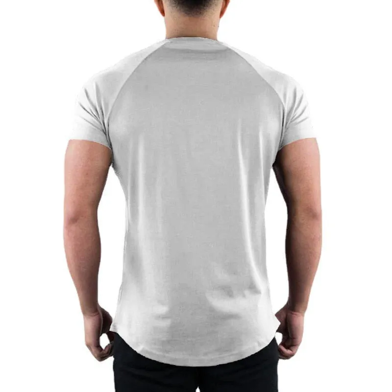 Muscleguys Gym T-shirt Men's Summer Clothing Fitness O-Neck Short Sleeve Cotton Slim Fit Bodybuilding Workout Tees