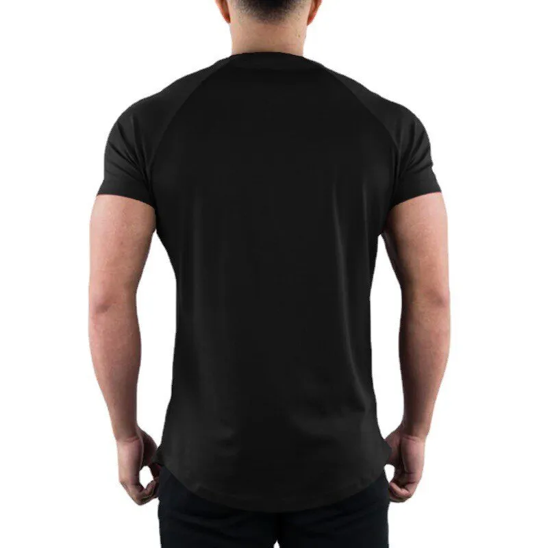 Muscleguys Gym T-shirt Men's Summer Clothing Fitness O-Neck Short Sleeve Cotton Slim Fit Bodybuilding Workout Tees