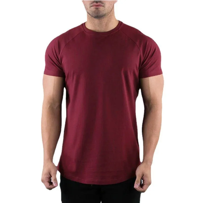 Muscleguys Gym T-shirt Men's Summer Clothing Fitness O-Neck Short Sleeve Cotton Slim Fit Bodybuilding Workout Tees