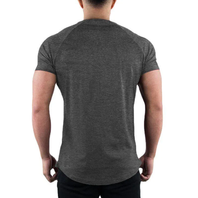 Muscleguys Gym T-shirt Men's Summer Clothing Fitness O-Neck Short Sleeve Cotton Slim Fit Bodybuilding Workout Tees