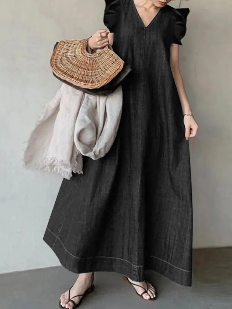 New Style Women's Long Dress In Spring  Summer of 2023, Fashionable and Simple In Korea Casual and Elegant Dress Robe A-LINE