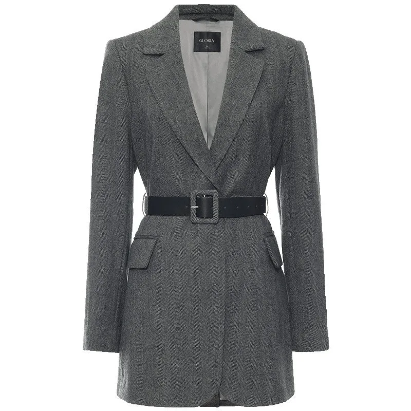 One Button Slim Washable Woolen Blazer