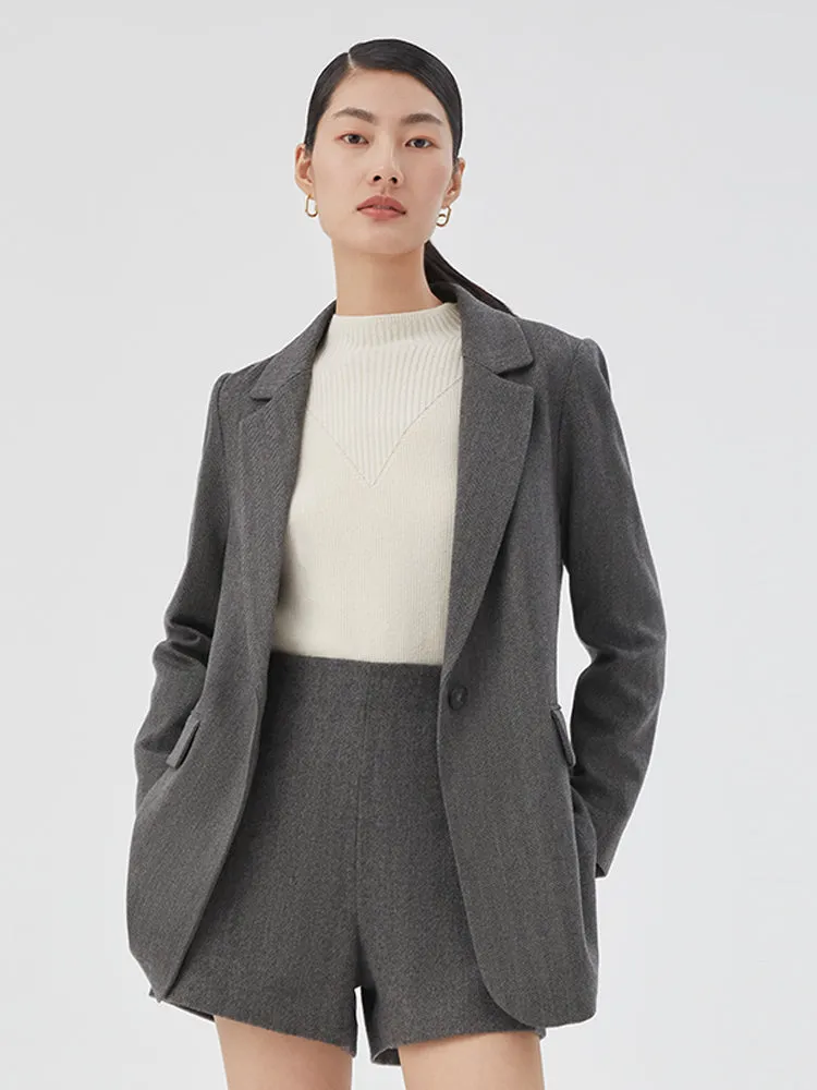 One Button Slim Washable Woolen Blazer