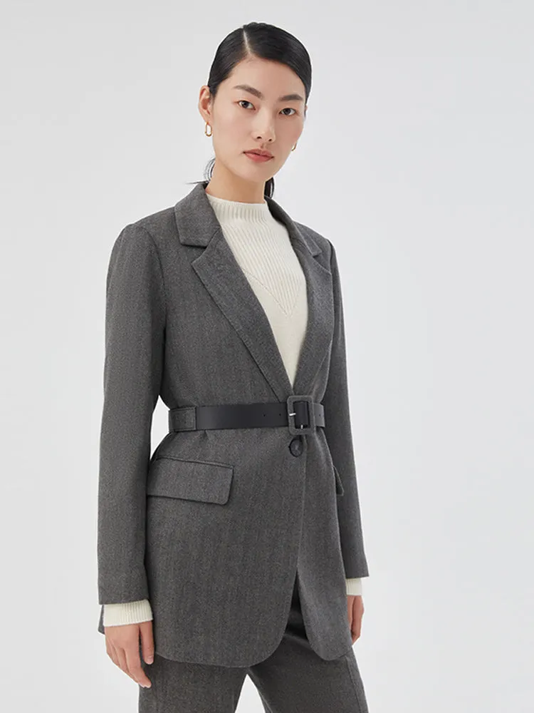 One Button Slim Washable Woolen Blazer