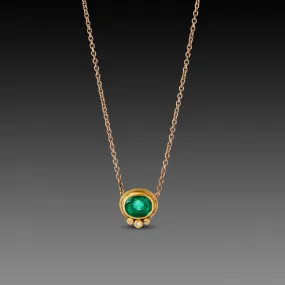 Oval Emerald Necklace with Diamond Trio