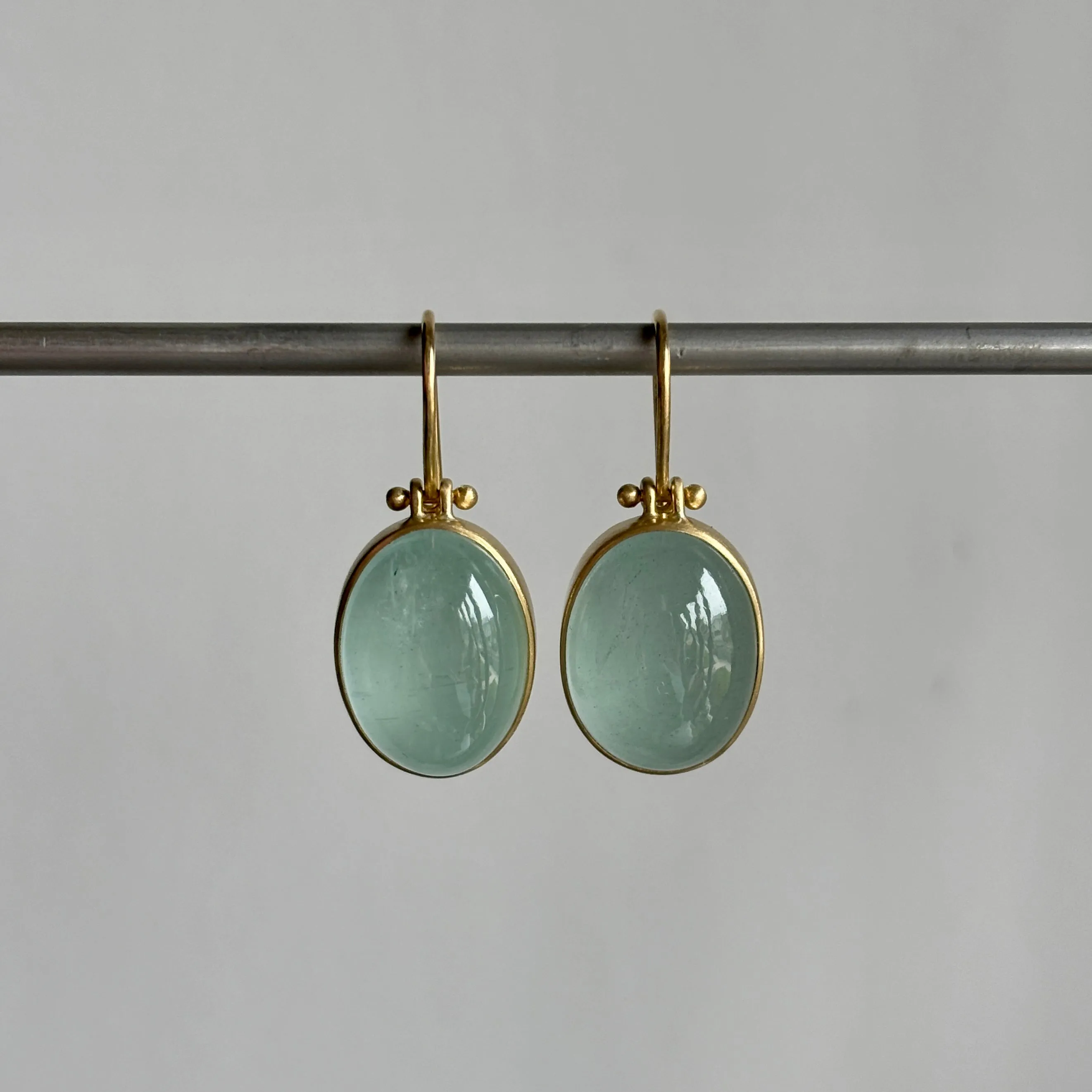 Oval Milky Aquamarine Earrings