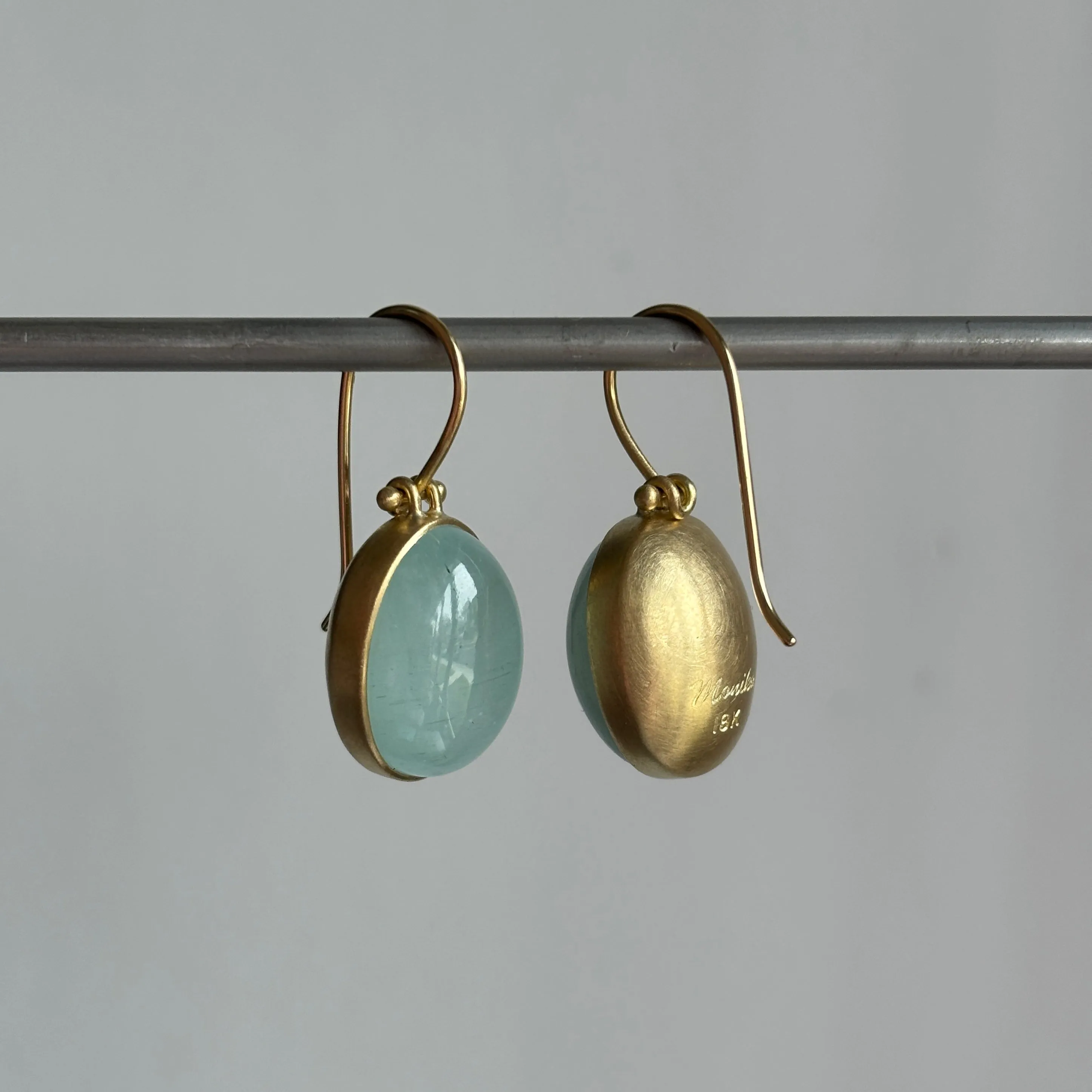 Oval Milky Aquamarine Earrings