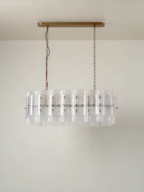 Pazo - 9 light layered textured glass oval chandelier