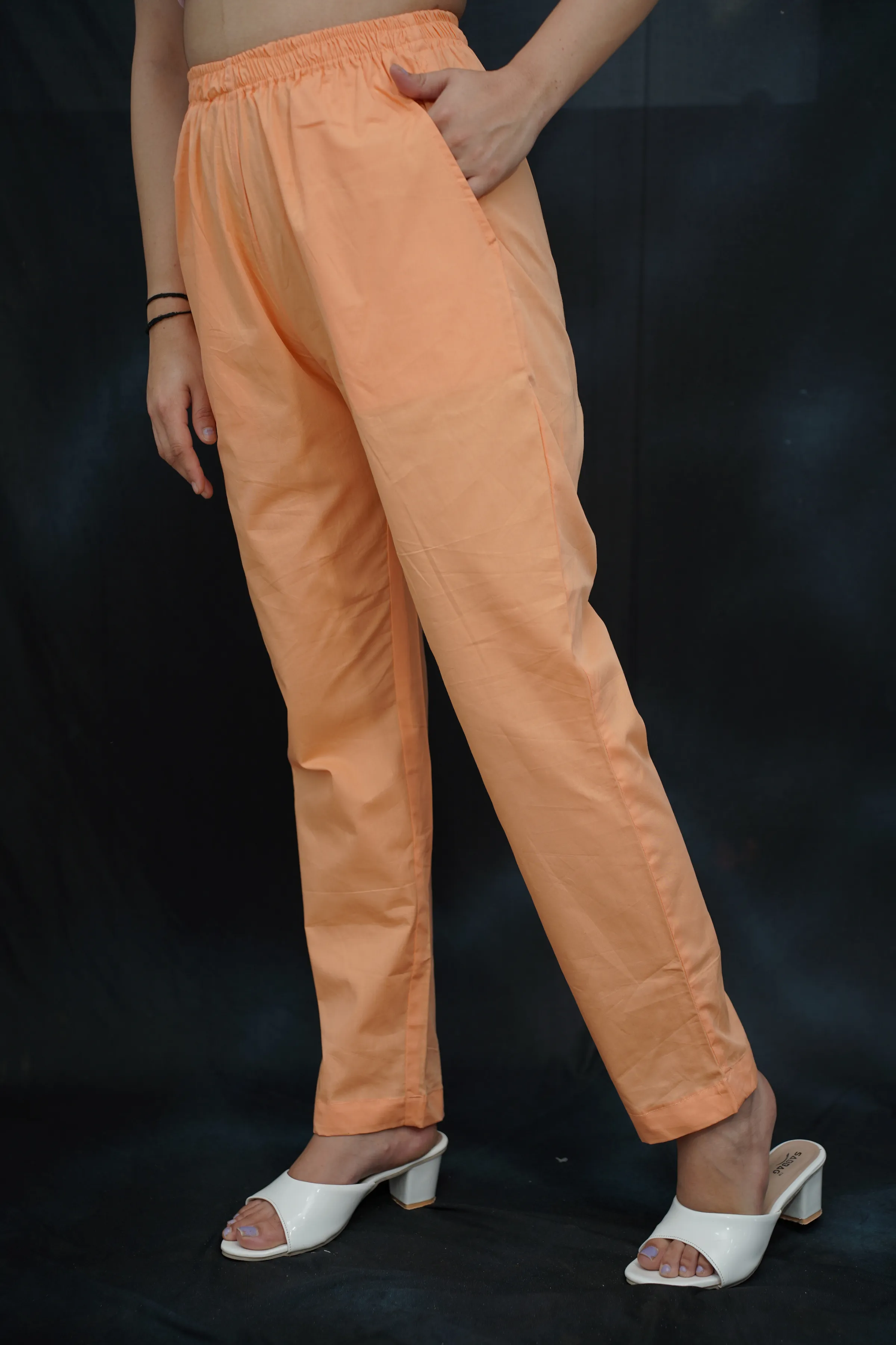 Peach Cotton Kurti Pant