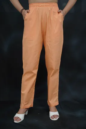Peach Cotton Kurti Pant