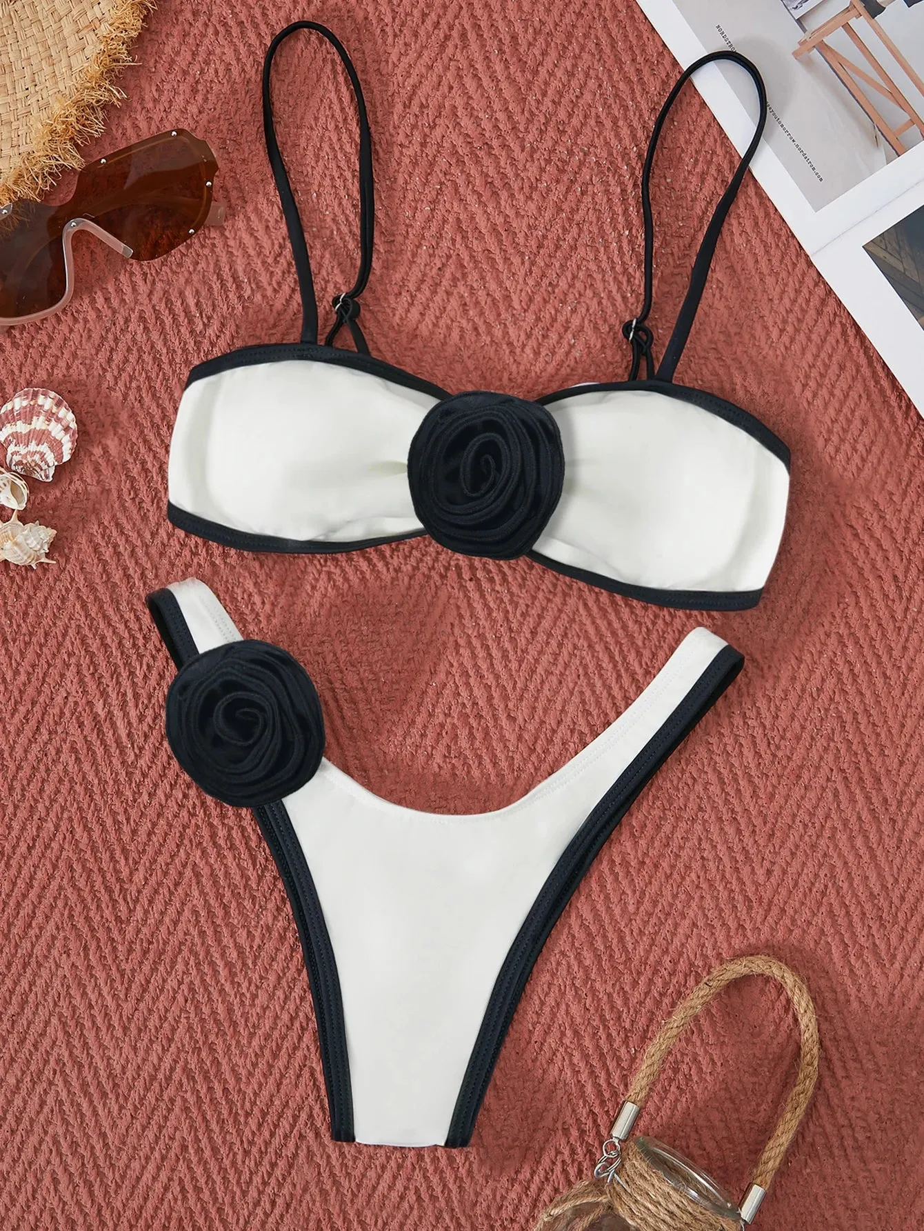 Peachtan bride bathing suit ladies sexy micro 2 piece bikini set black bikini push up swimsuit floral swimwear woman beachwear