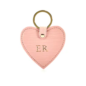 Personalised Leather Heart Keyring - Nude EPI with Gold Hardware