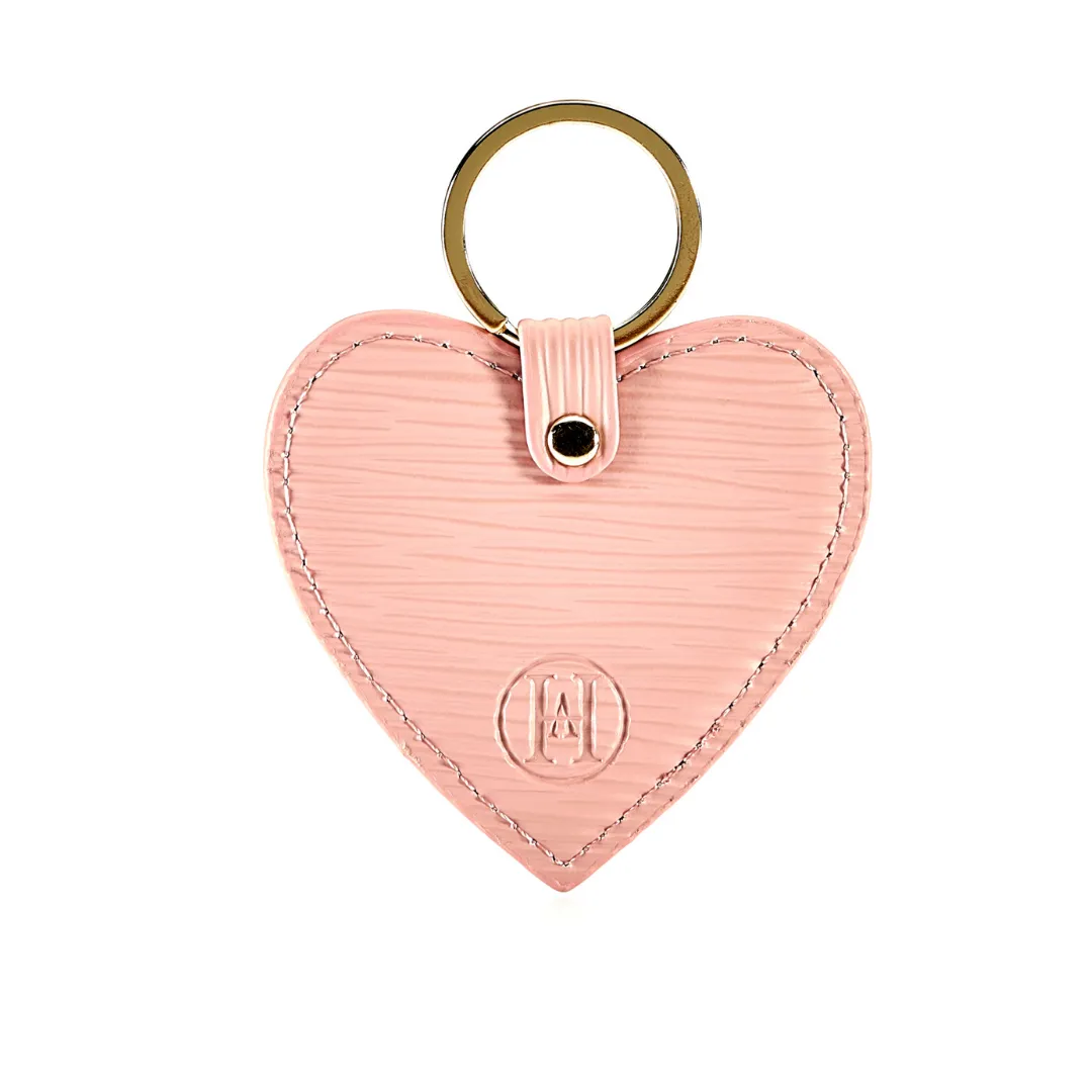 Personalised Leather Heart Keyring - Nude EPI with Gold Hardware