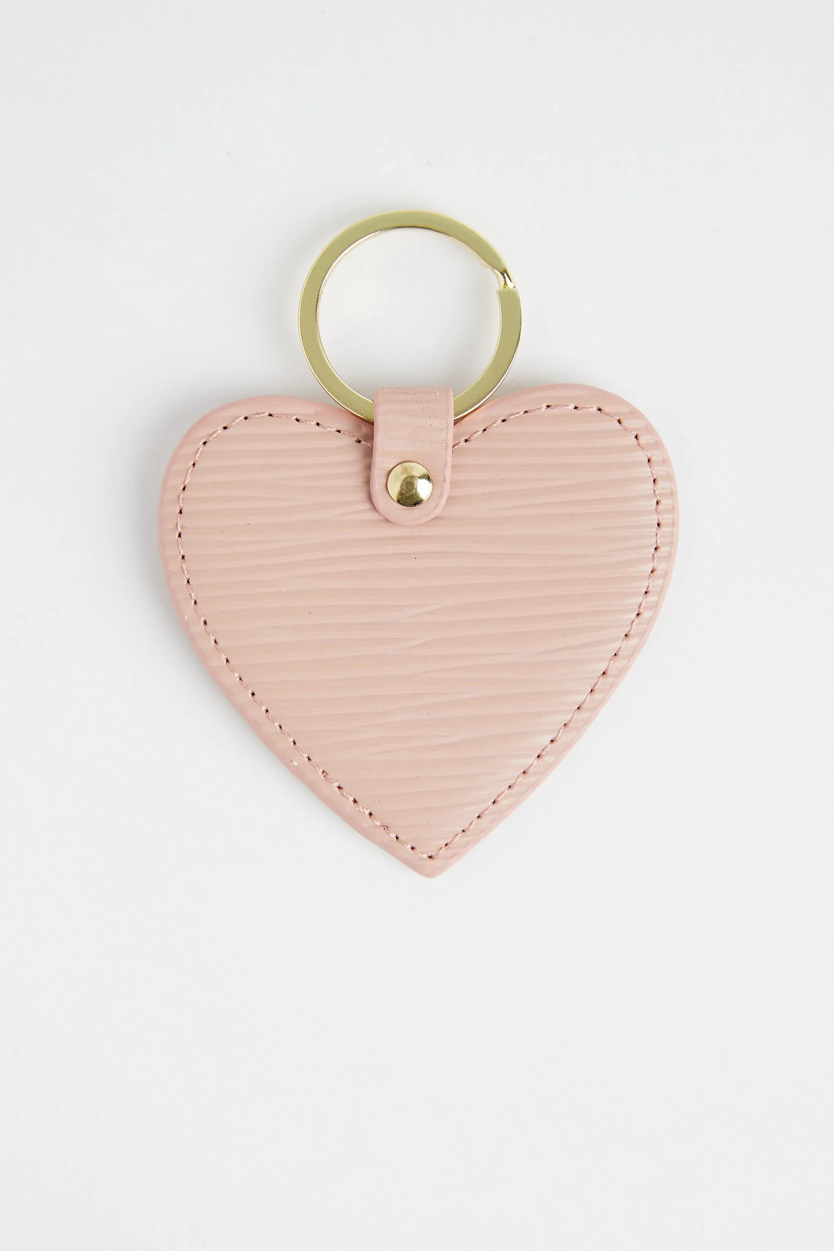 Personalised Leather Heart Keyring - Nude EPI with Gold Hardware
