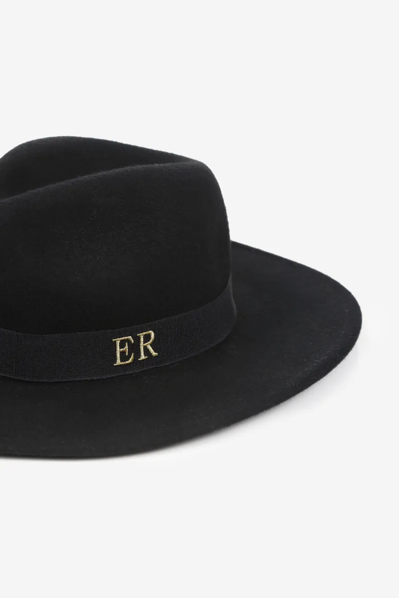 Personalised Mini Wool Felt Fedora Hat - Black