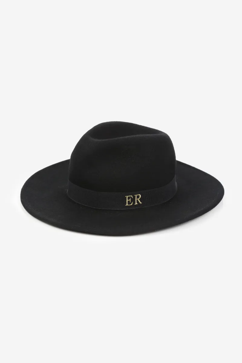 Personalised Mini Wool Felt Fedora Hat - Black