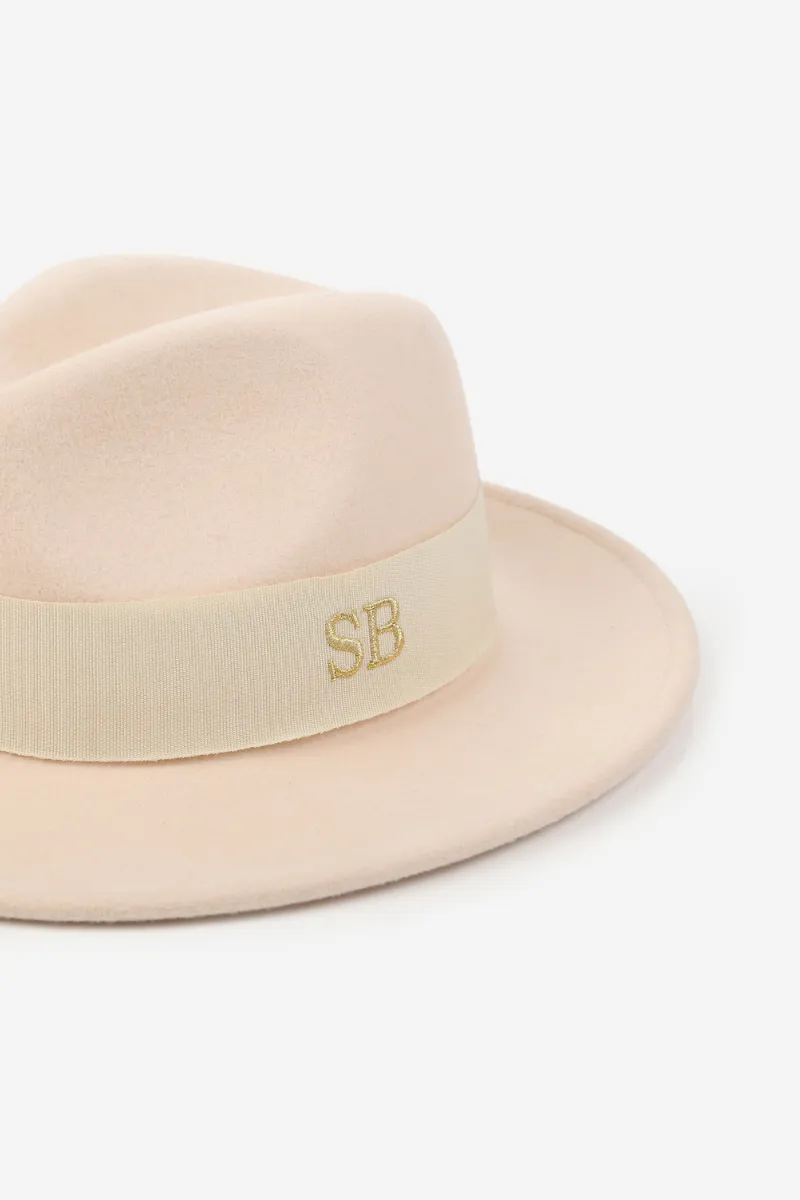 Personalised Mini Wool Felt Fedora Hat - Cream