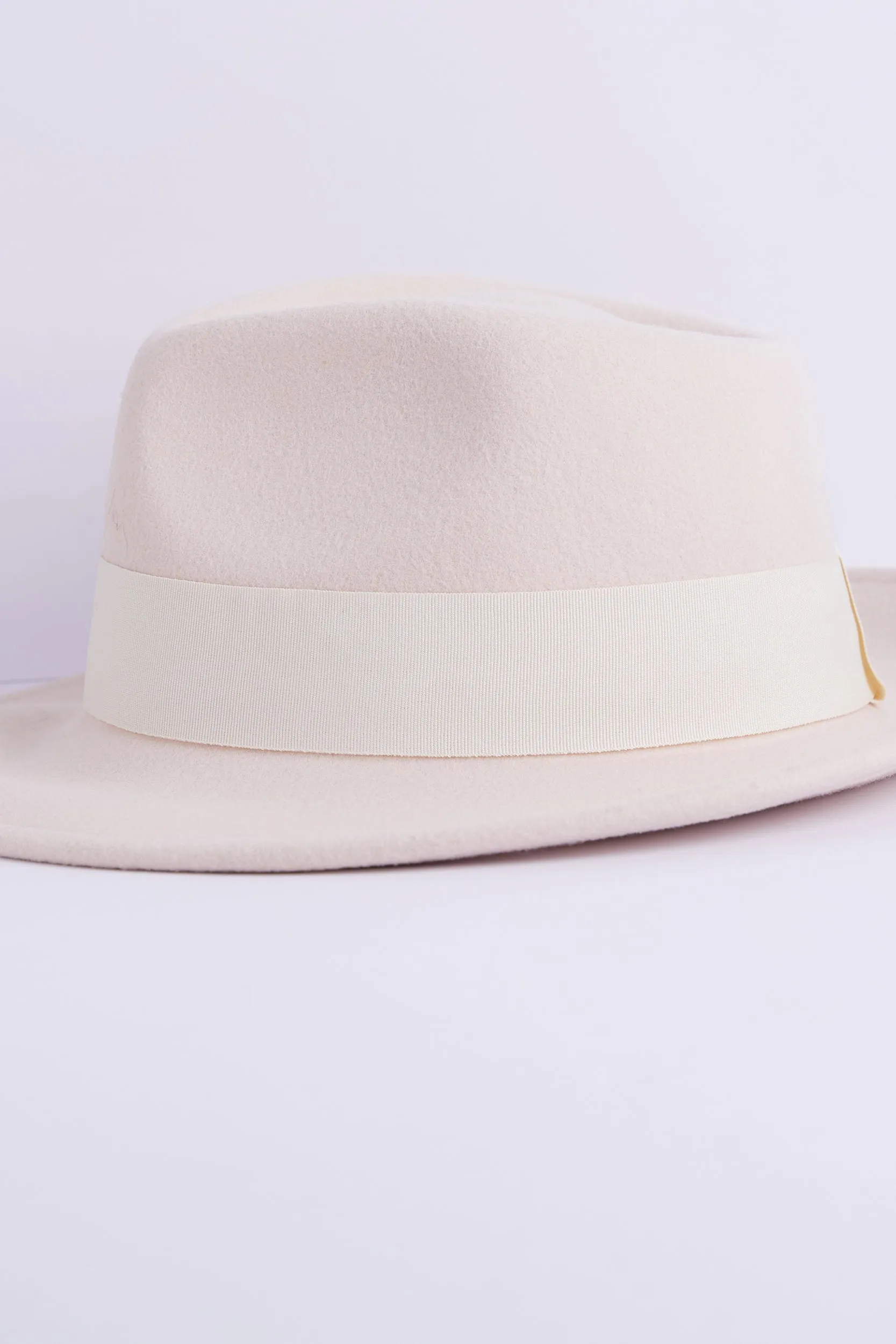 Personalised Wool Felt Fedora Hat - Cream