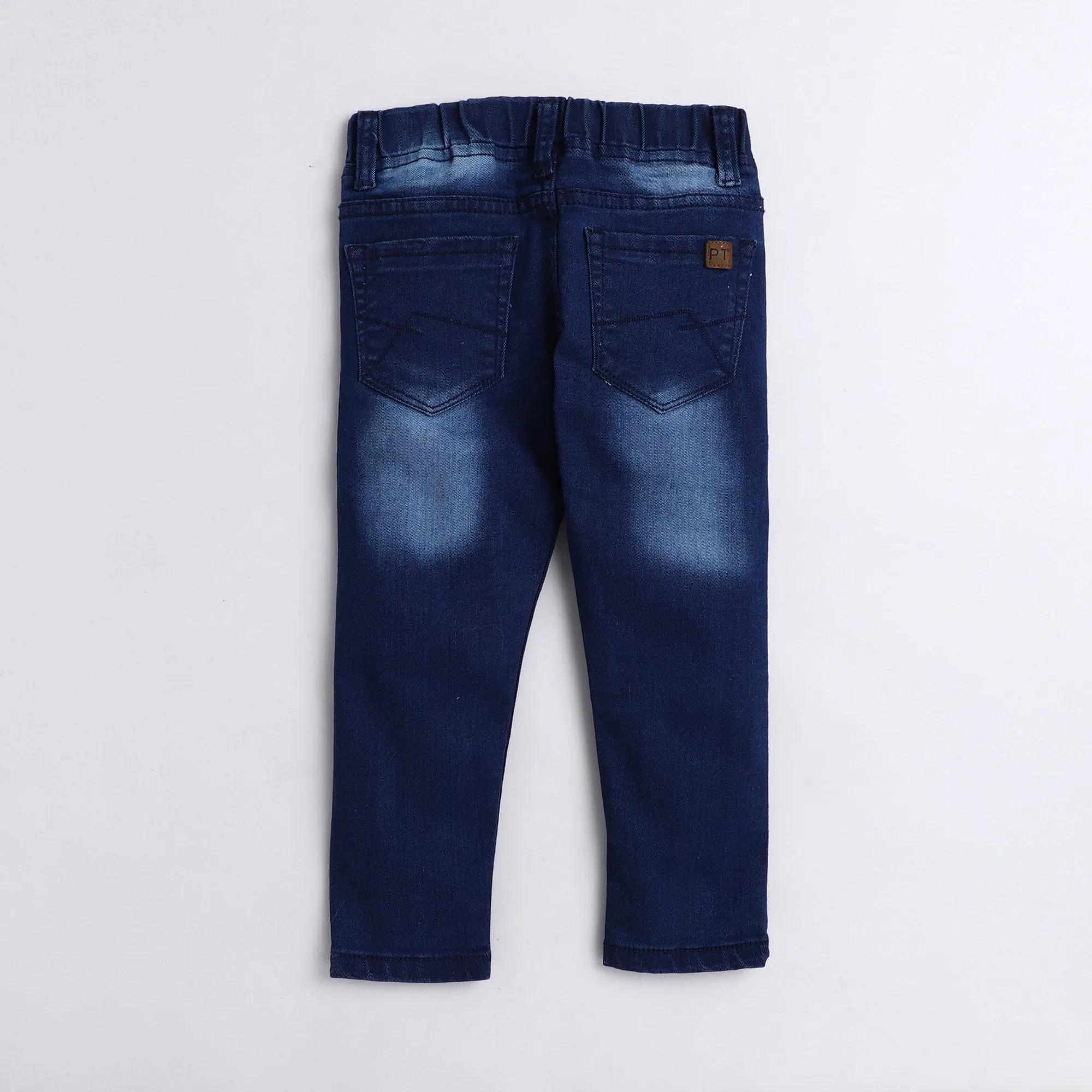Polka Tots Denim Jeans Red Chasma Blue