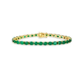 Ready to Ship Oval Shape Emerald Tennis Bracelet (11.00 ct.) 4-Prongs Setting in 14K Gold