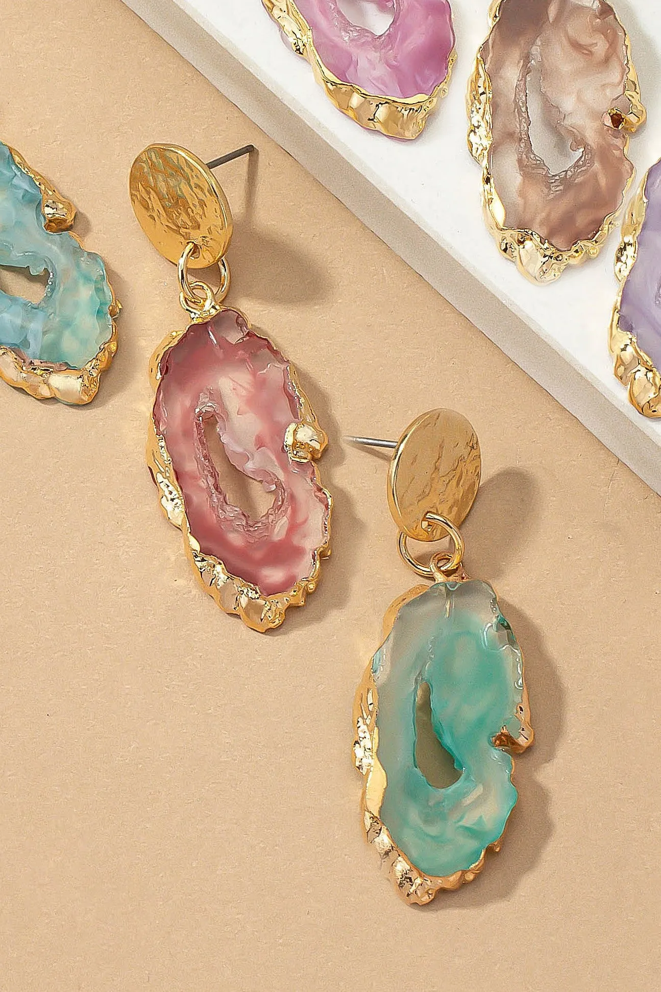 Resin Agate Drop Earrings