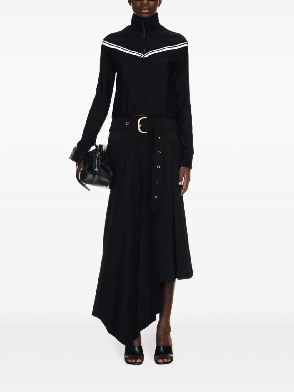 RIBBED TRIM ROLL NECK JACKET