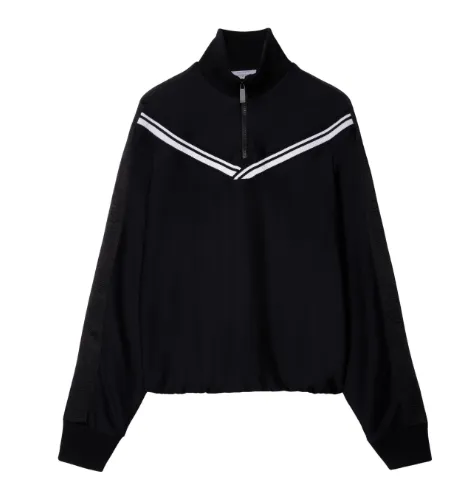 RIBBED TRIM ROLL NECK JACKET