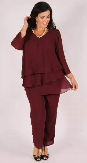 Rosaline Chiffon Pant Shiraz